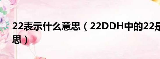 22表示什么意思（22DDH中的22是什么意思）