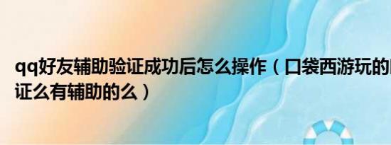 qq好友辅助验证成功后怎么操作（口袋西游玩的时候要打验证么有辅助的么）