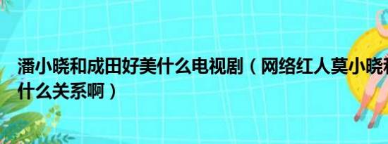 潘小晓和成田好美什么电视剧（网络红人莫小晓和莫小宝是什么关系啊）