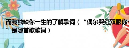 而我独缺你一生的了解歌词（“偶尔哭红双眼你一定会了解”是哪首歌歌词）