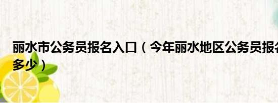 丽水市公务员报名入口（今年丽水地区公务员报名的网站是多少）