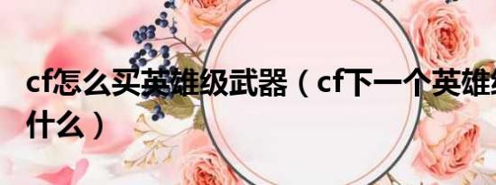 cf怎么买英雄级武器（cf下一个英雄级武器是什么）