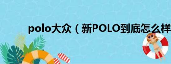 polo大众（新POLO到底怎么样）