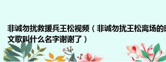 非诚勿扰救援兵王松视频（非诚勿扰王松离场的时候那首英文歌叫什么名字谢谢了）