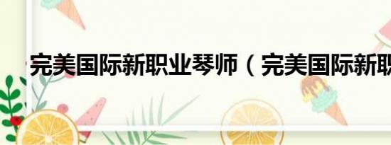 完美国际新职业琴师（完美国际新职业）