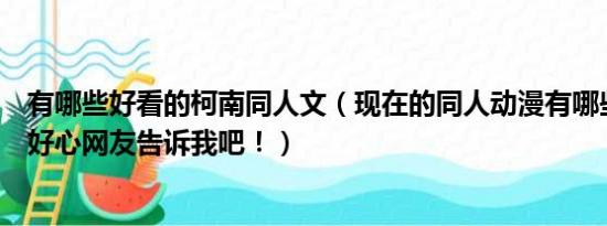 有哪些好看的柯南同人文（现在的同人动漫有哪些请广大的好心网友告诉我吧！）