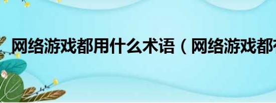 网络游戏都用什么术语（网络游戏都有SF）