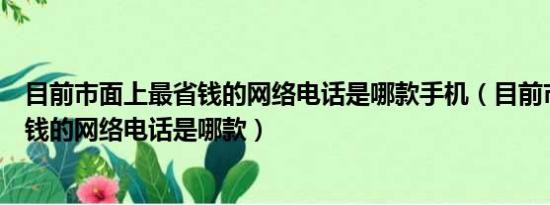 目前市面上最省钱的网络电话是哪款手机（目前市面上最省钱的网络电话是哪款）