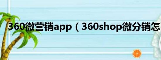 360微营销app（360shop微分销怎么样）