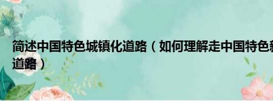 简述中国特色城镇化道路（如何理解走中国特色新型城镇化道路）