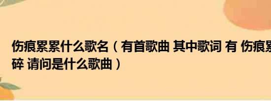 伤痕累累什么歌名（有首歌曲 其中歌词 有 伤痕累累 支离破碎 请问是什么歌曲）