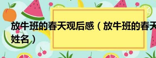 放牛班的春天观后感（放牛班的春天 男主角姓名）