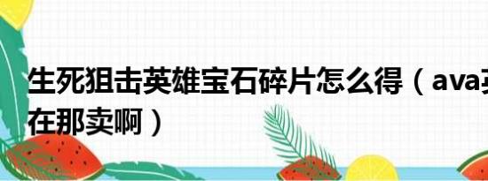 生死狙击英雄宝石碎片怎么得（ava英雄狙击在那卖啊）