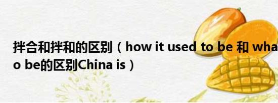 拌合和拌和的区别（how it used to be 和 what it used to be的区别China is）