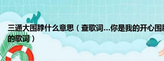 三通大围脖什么意思（查歌词…你是我的开心围脖是哪首歌的歌词）