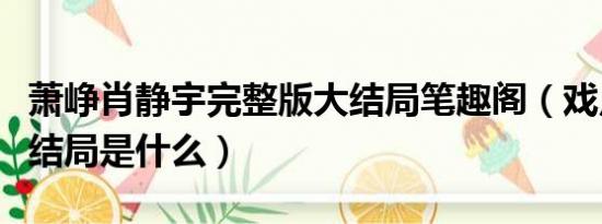 萧峥肖静宇完整版大结局笔趣阁（戏点鸳鸯大结局是什么）