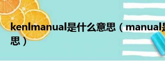 kenlmanual是什么意思（manual是什么意思）