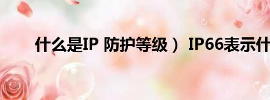 什么是IP 防护等级） IP66表示什么