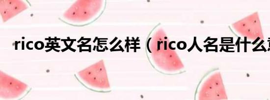 rico英文名怎么样（rico人名是什么意思）