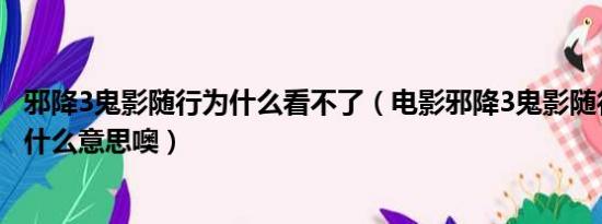 邪降3鬼影随行为什么看不了（电影邪降3鬼影随行的结局是什么意思噢）