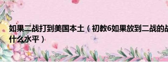 如果二战打到美国本土（初教6如果放到二战的战斗机里是什么水平）