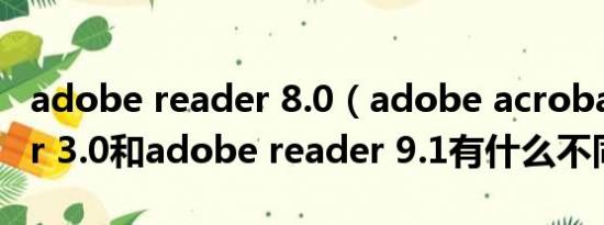 adobe reader 8.0（adobe acrobat reader 3.0和adobe reader 9.1有什么不同）