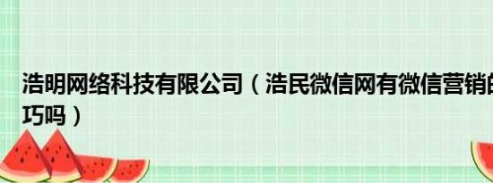 浩明网络科技有限公司（浩民微信网有微信营销的案例和技巧吗）