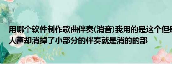 用哪个软件制作歌曲伴奏(消音)我用的是这个但是我只想消人声却消掉了小部分的伴奏就是消的的部