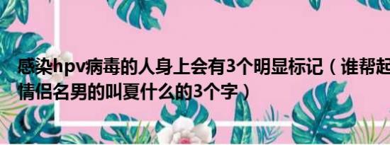 感染hpv病毒的人身上会有3个明显标记（谁帮起个QQ三国情侣名男的叫夏什么的3个字）