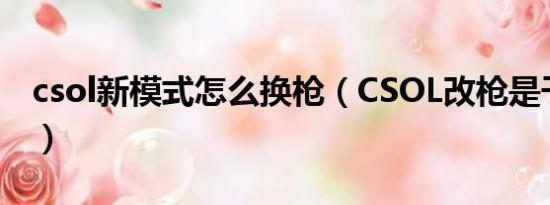 csol新模式怎么换枪（CSOL改枪是干什么的）