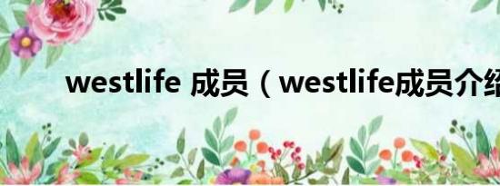 westlife 成员（westlife成员介绍）