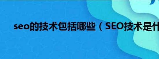 seo的技术包括哪些（SEO技术是什么）