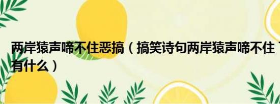 两岸猿声啼不住恶搞（搞笑诗句两岸猿声啼不住 下一句还能有什么）