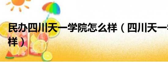 民办四川天一学院怎么样（四川天一学院怎么样）