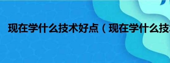 现在学什么技术好点（现在学什么技术好）