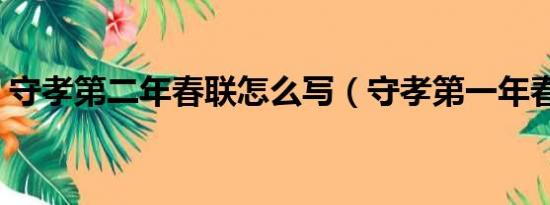 守孝第二年春联怎么写（守孝第一年春联集）