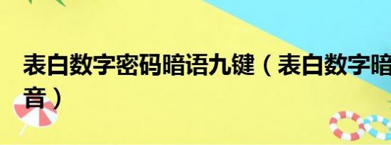 表白数字密码暗语九键（表白数字暗语9键拼音）