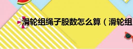 滑轮组绳子股数怎么算（滑轮组）