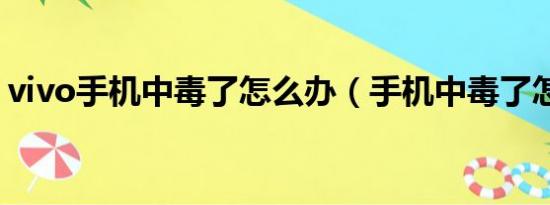 vivo手机中毒了怎么办（手机中毒了怎么办）