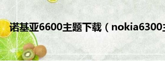 诺基亚6600主题下载（nokia6300主题）