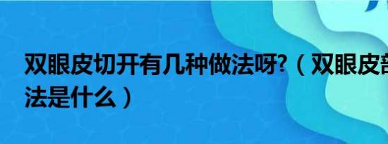 双眼皮切开有几种做法呀?（双眼皮部分切开法是什么）