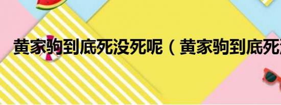 黄家驹到底死没死呢（黄家驹到底死没死）