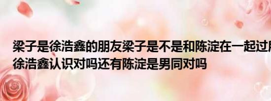 梁子是徐浩鑫的朋友梁子是不是和陈淀在一起过所以陈淀和徐浩鑫认识对吗还有陈淀是男同对吗