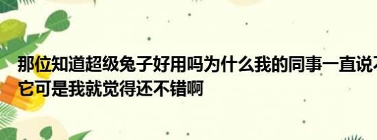 那位知道超级兔子好用吗为什么我的同事一直说不要让我用它可是我就觉得还不错啊