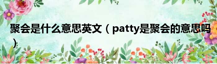 聚会是什么意思英文（patty是聚会的意思吗）