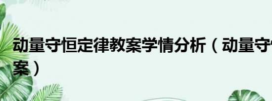 动量守恒定律教案学情分析（动量守恒定律教案）