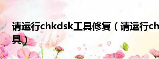 请运行chkdsk工具修复（请运行chkdsk工具）