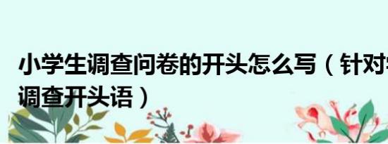 小学生调查问卷的开头怎么写（针对学生问卷调查开头语）