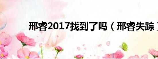 邢睿2017找到了吗（邢睿失踪）