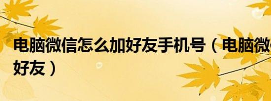 电脑微信怎么加好友手机号（电脑微信怎么加好友）